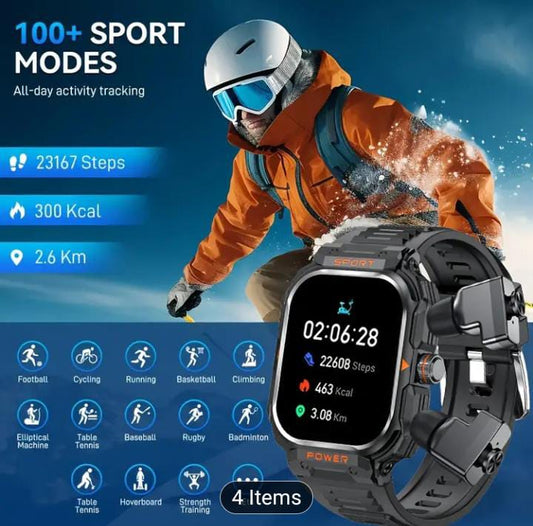 2-in-1 headphones Rugged Men's smartwatch